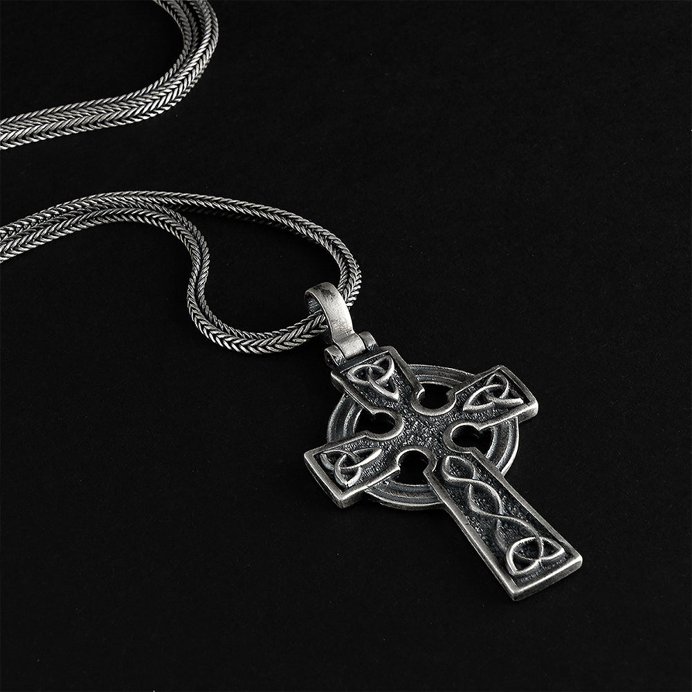Celtic Trinity Knot Cross Pendant with 925 Silver Chain