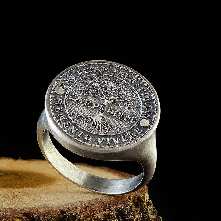 925 Sterling Silver Carpe Diem Inspirational Quote Mens Ring Jewelry