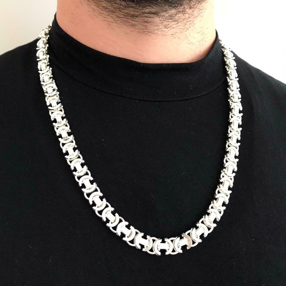 Pre-owned Handmade Mens Vkng Byzantne Chan Necklace Bal 925