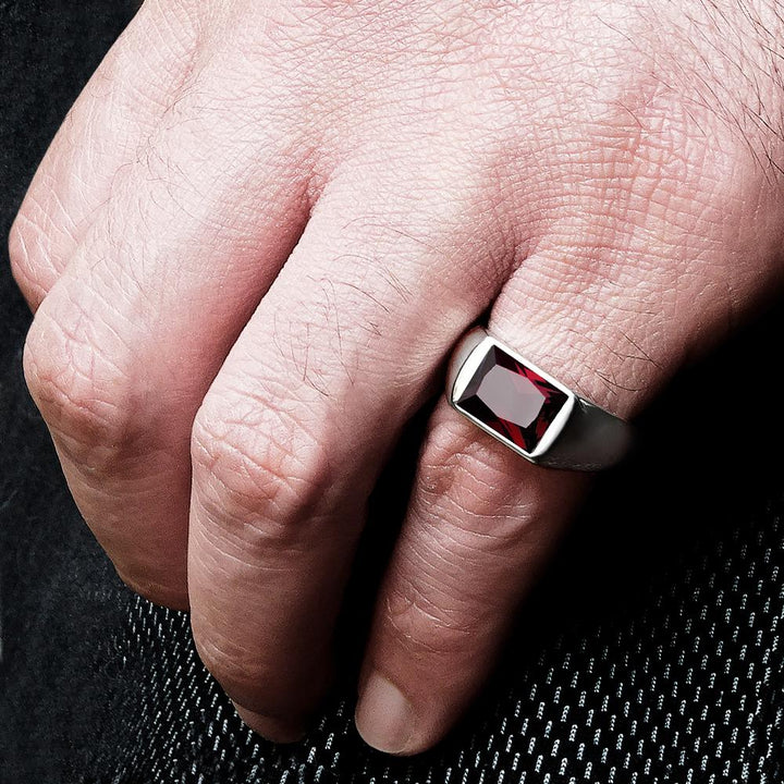 Men's Ring with 3.40ct Single Gemstone in 925 Sterling Silver ruby
