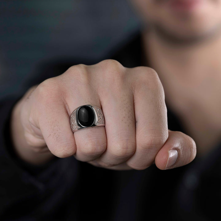 Men's 925 Sterling Silver Black Ring