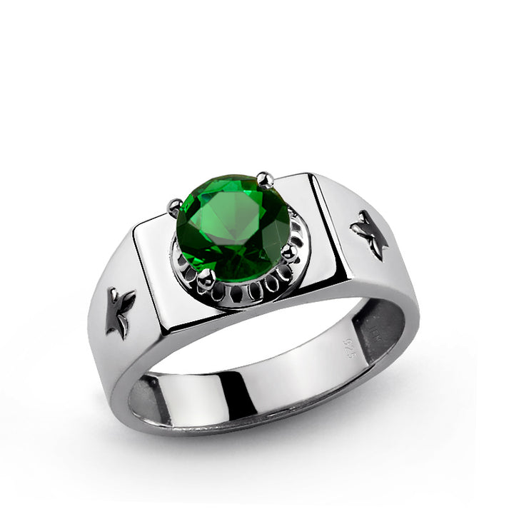 round emerald green ring