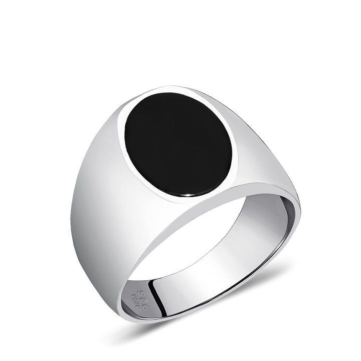 men's silver ring with black onyx