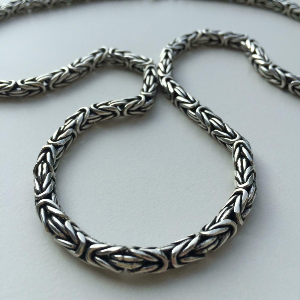 925 Solid Silver Bali Rope Chain Necklace - Italian Sterling Silver, Oxidized Finish, Multiple Lengths