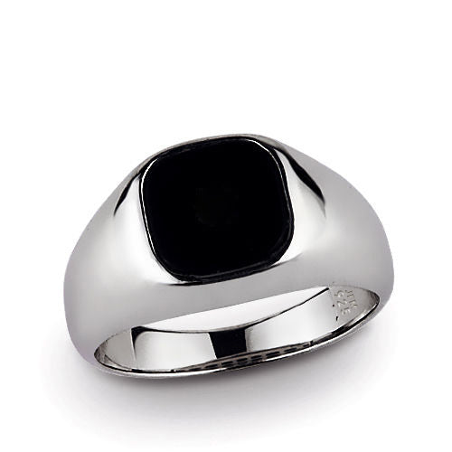 Cushion Cut Stone Men's Signet Ring in 925 Sterling Silver