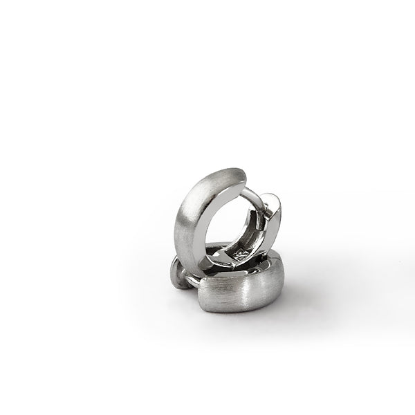 Small Matte Huggie Hoop Earrings for Men in Sterling Silver