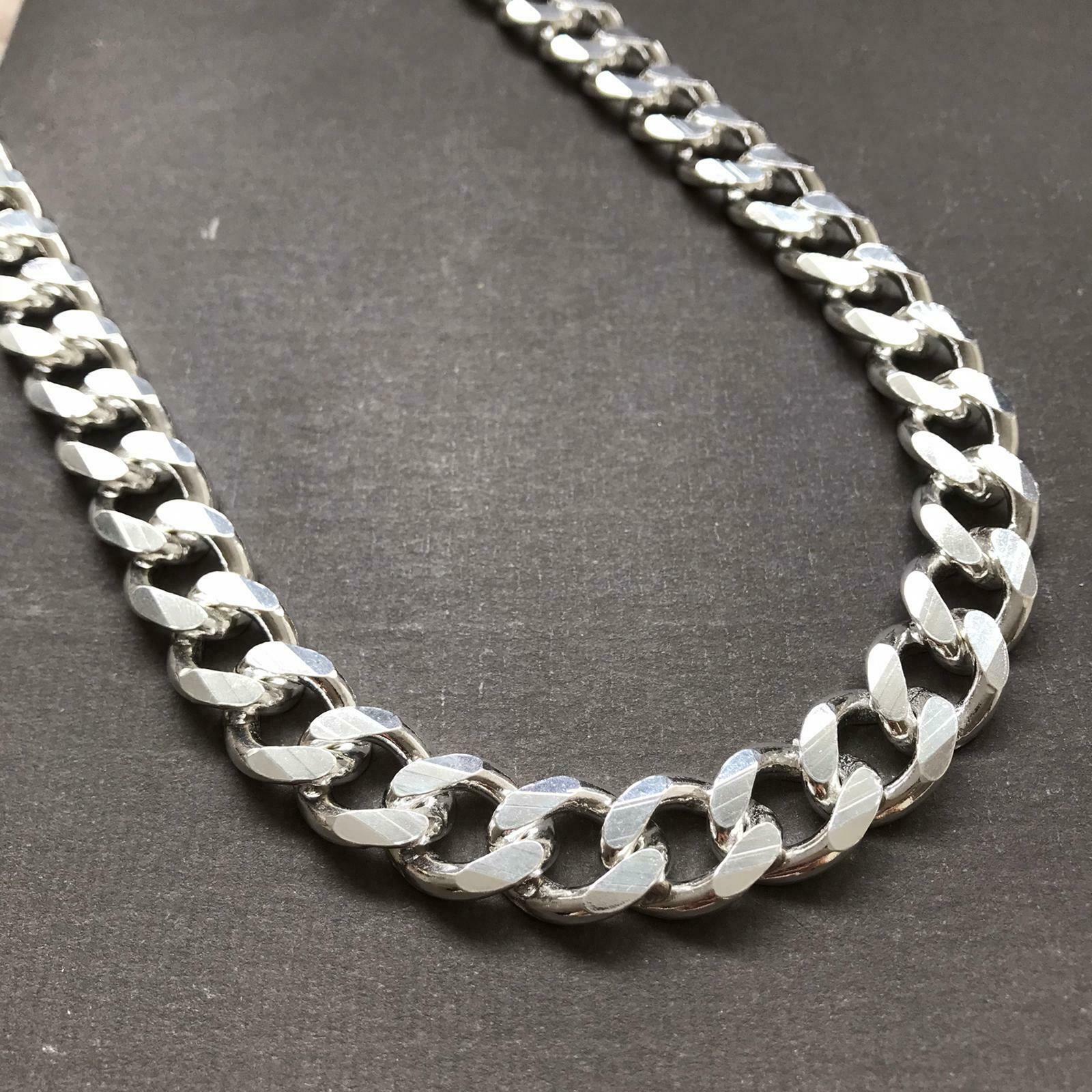 925 Sterling Silver Mens Cuban Tight Curb Link Chain Necklace 14mm 152Gr 24 inch