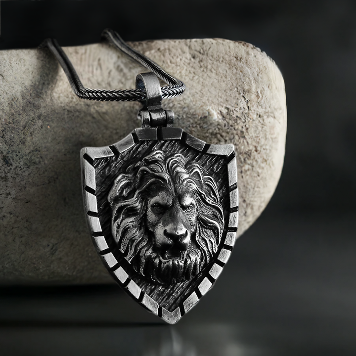 Sterling Silver Lion Head Men's Pendant Necklace with Chain JFM