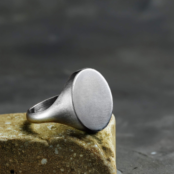 Blank Round Signet 925 Silver Pinky Ring For Men