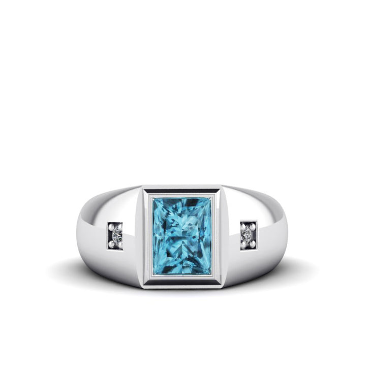 men's blue gemstone ring