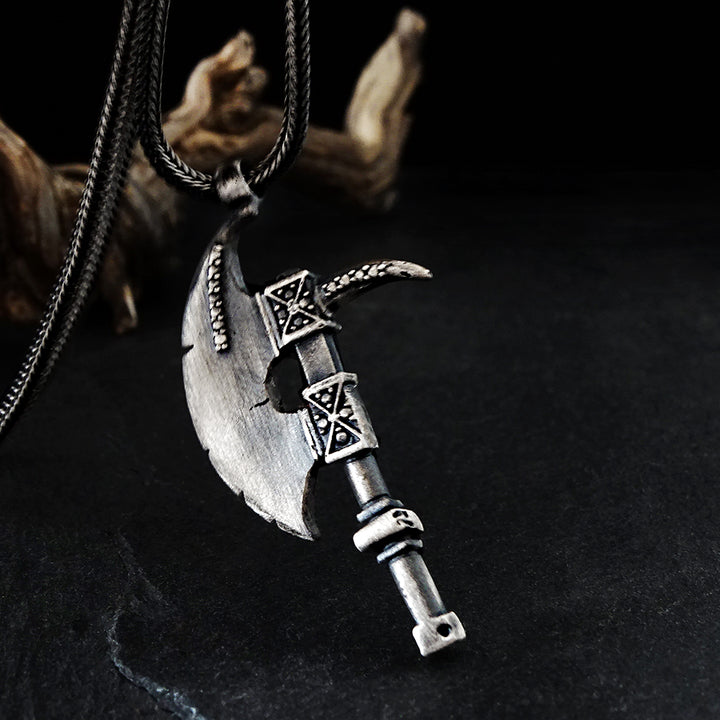 Mens Silver Axe Pendant With Chain