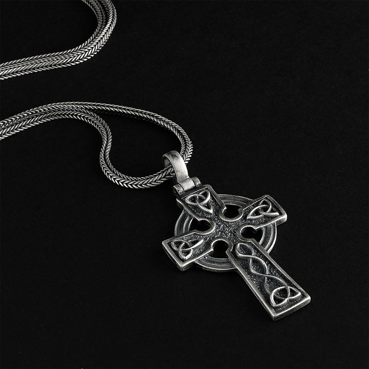 Celtic Trinity Knot Cross Pendant Christian 925 Silver Charm Necklace