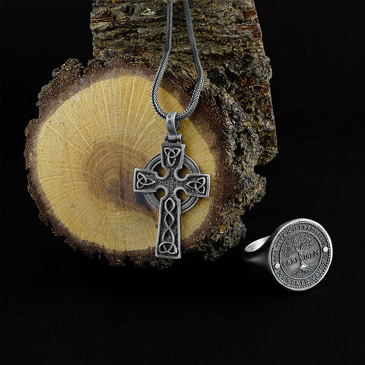 Celtic Trinity Knot Cross Pendant Christian 925 Silver Charm Necklace