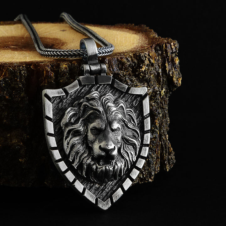 Sterling Silver Lion Head Mens Pendant Necklace With 925 Silver Chain