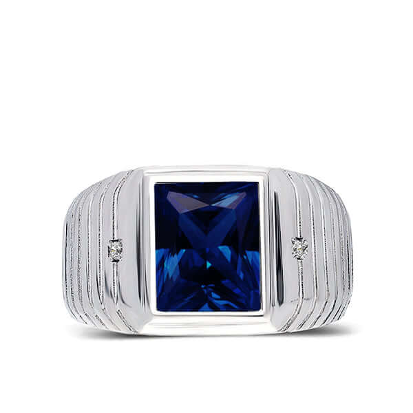 Elegant Men's Ring 925K Solid Sterling Silver & Gemstone sapphire