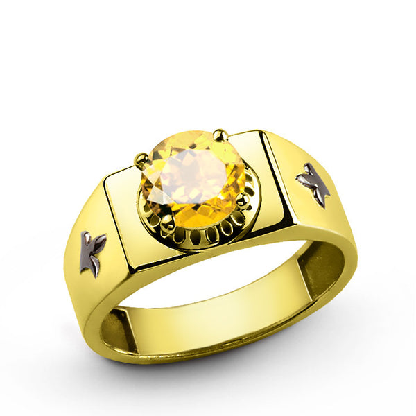 Men's Ring in 10k Yellow Gold with Citrine, Men's Gemstone Ring