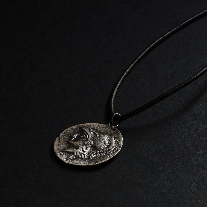 Ancient Coin 925 Silver Men's Medallion Necklace Oxidized 3D Pendant | JFM