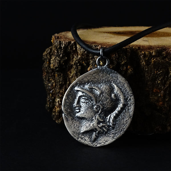 Ancient Coin 925 Silver Men's Medallion Necklace Oxidized 3D Pendant | JFM