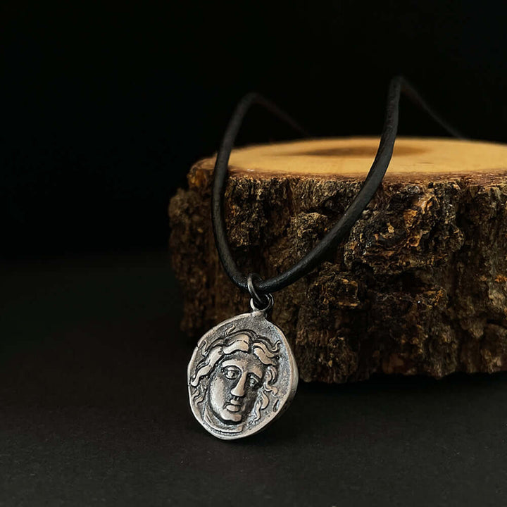 Men's Unique Necklace Antique Silver Coin Mythology Medallion | JFM