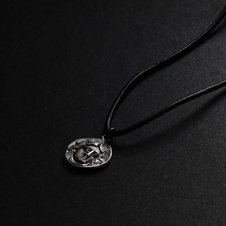 Men's Unique Necklace Antique Silver Coin Mythology Medallion | JFM