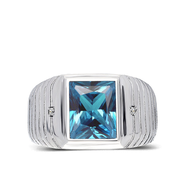 Elegant Men's Ring 925K Solid Sterling Silver & Gemstone topaz