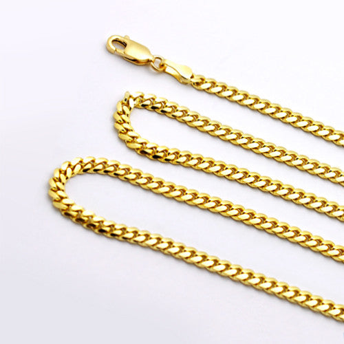 18k Yellow Gold Plated Sterling Silver Chain Necklace, Cuban Curb Chain 18" to 24" - J  F  M