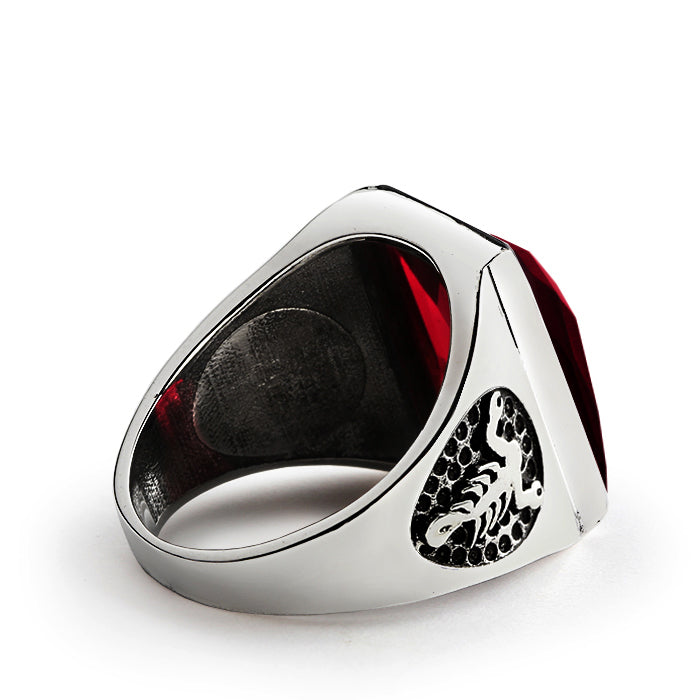 Scorpion Men's Ring Natural Stone in 925 Sterling Silver