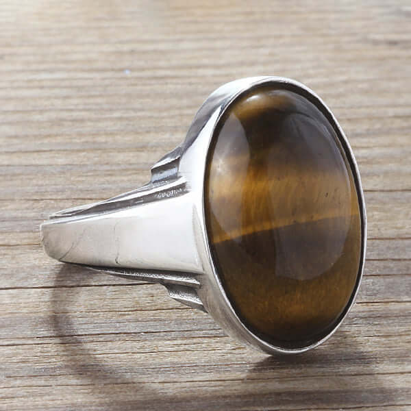 Male Stone Signet Ring in Sterling Silver Art Deco Jewelry