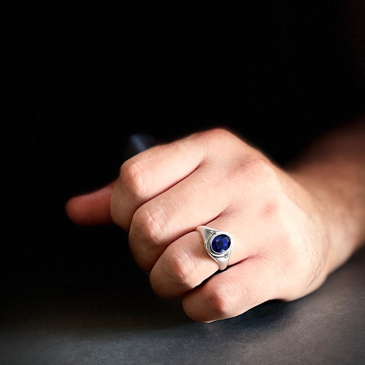 blue sapphire gemstone ring man