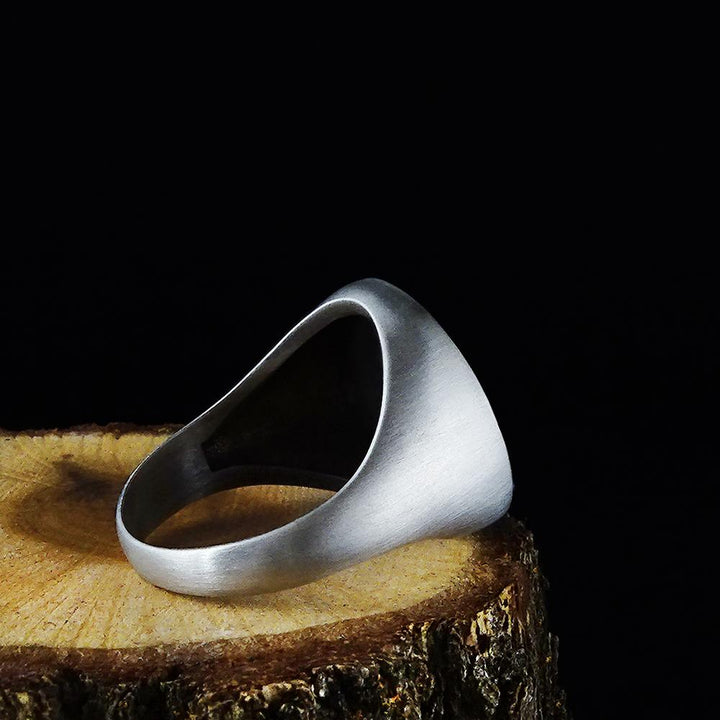 925 Sterling Silver Carpe Diem Inspirational Quote Mens Signet Wide Ring