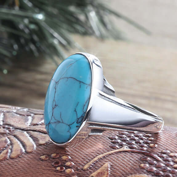 Male Stone Signet Ring in Sterling Silver Art Deco Jewelry