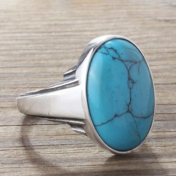 Male Stone Signet Ring in Sterling Silver Art Deco Jewelry