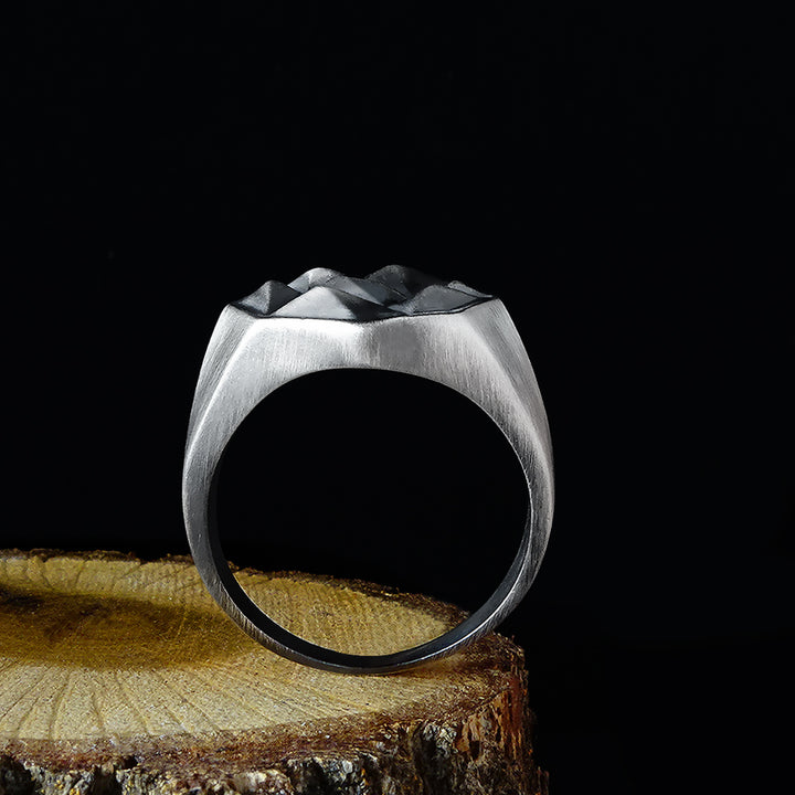 Solid 925 Oxidized Sterling Silver Octagonal Signet Mens Ring