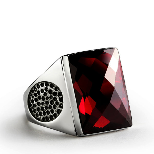 Red Garnet Mens Ring