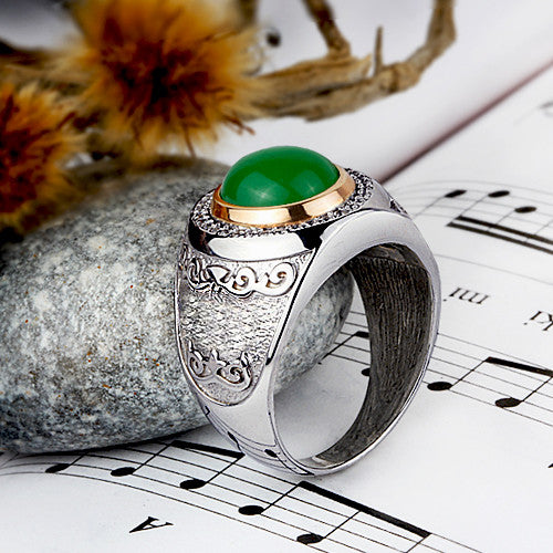 Green Onyx ring, Large gemstone ring - Urban Carats