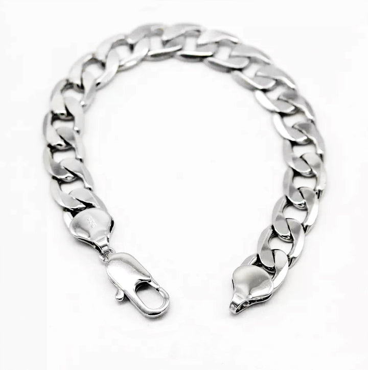 10mm Mens Real Solid 925 Sterling Silver Heavy Cuban Chain Link Bracelet 9 inch