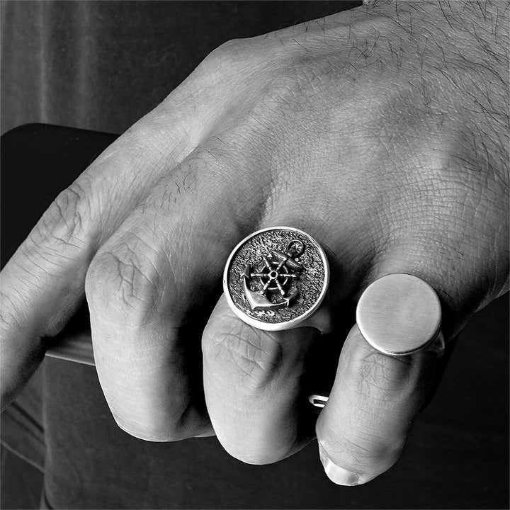 Blank Round Signet 925 Silver Pinky Ring For Men