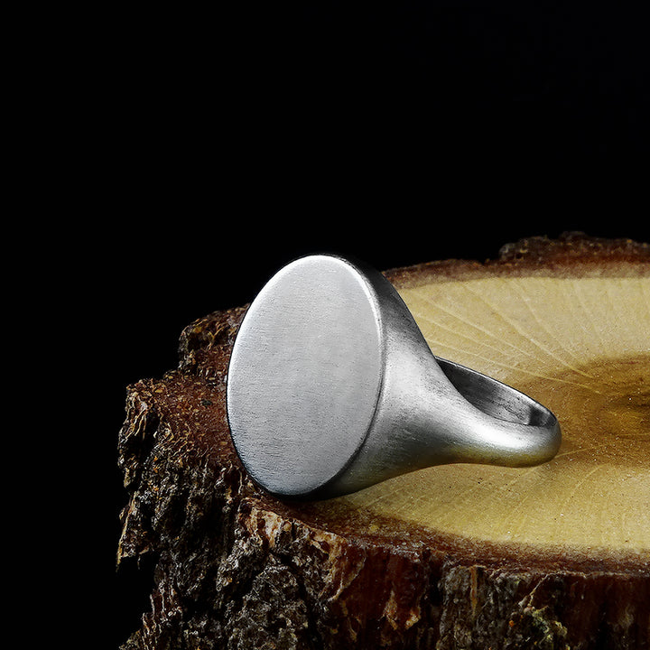 Blank Round Signet 925 Silver Pinky Ring For Men