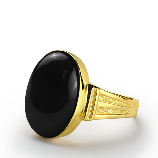 Men's Statement 14k Gold Ring with Black Onyx Stone
