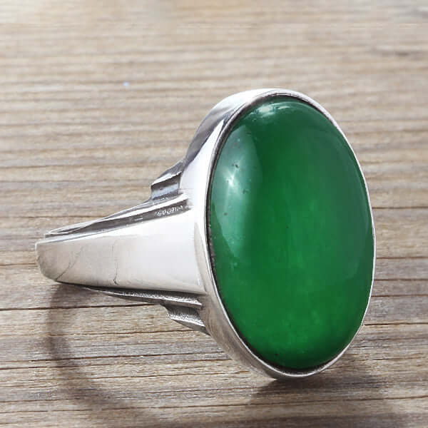 Male Stone Signet Ring in Sterling Silver Art Deco Jewelry