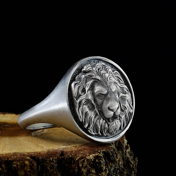 Lion Head Ring For Men Oxidized 925 Sterling Silver Handmade Jewelry