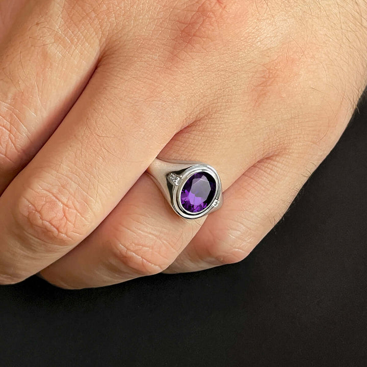 amethyst and diamond men's ring