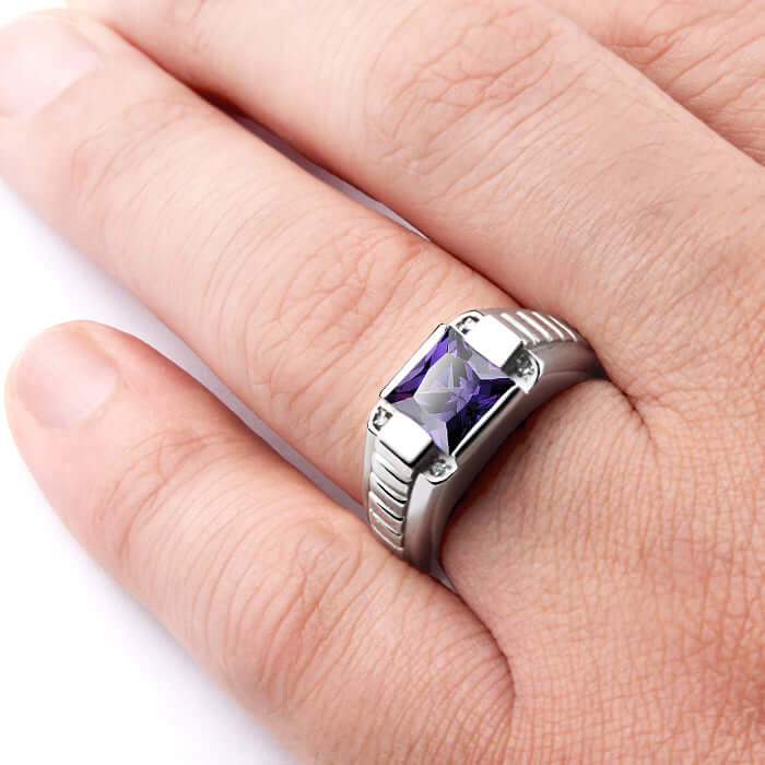 amethyst man wedding ring