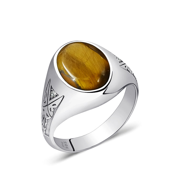 Sterling Silver Oval Head Mens Signet Ring