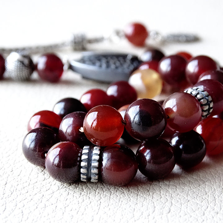 Islamic gift silver and stone tasbih