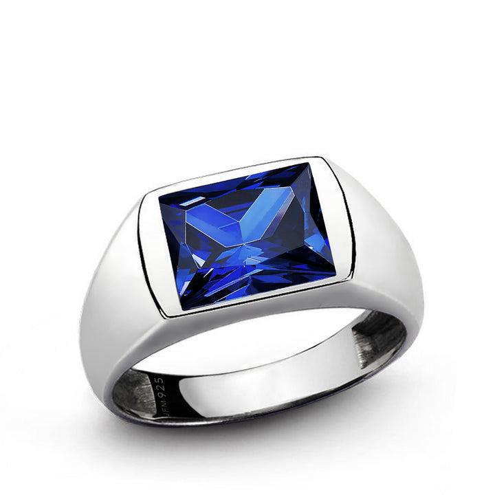 Men's Ring with 3.40ct Single Gemstone in 925 Sterling Silver