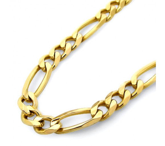 18k Yellow Gold Filled Chain Necklace Sterling Silver Figaro Chain 18" to 24" - J  F  M