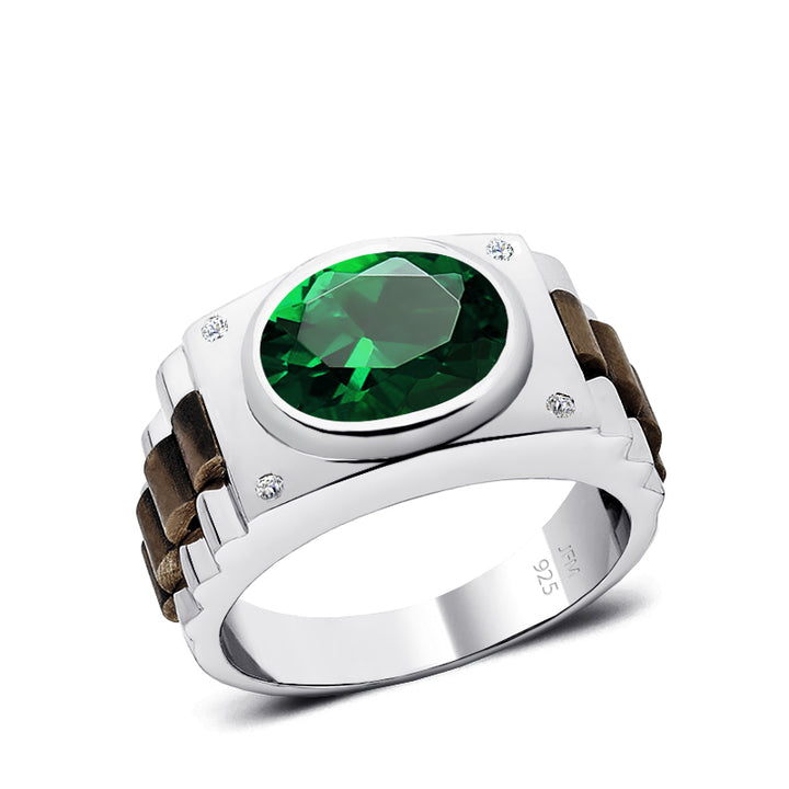silver emerald ring in silver