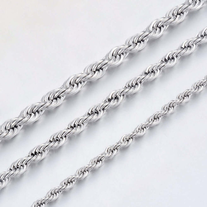FEEL STYLE 6mm Stainless Steel Figaro Cuban Chain Necklace Silver-Plated Adult Miami Twisted Necklaces 24 FEEL STYLE 6mm Stainless Steel Figaro Cuban Chain Necklace Silver-Plated Adult Miami Twisted Necklaces 24