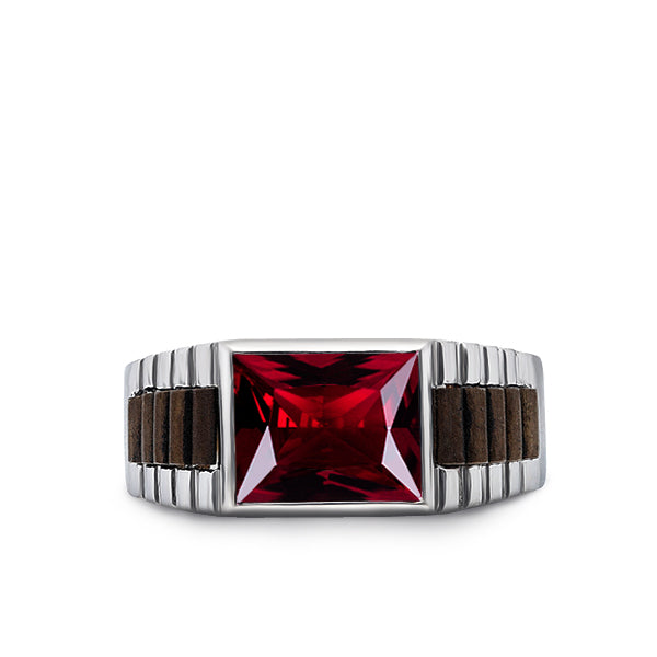 ruby men's ring engraved